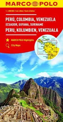 Peru, Kolumbie, Venezuela, Ecuador 1:4M